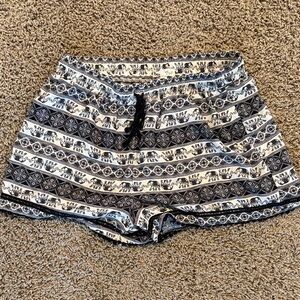 Women's Black and White Patterned Shorts